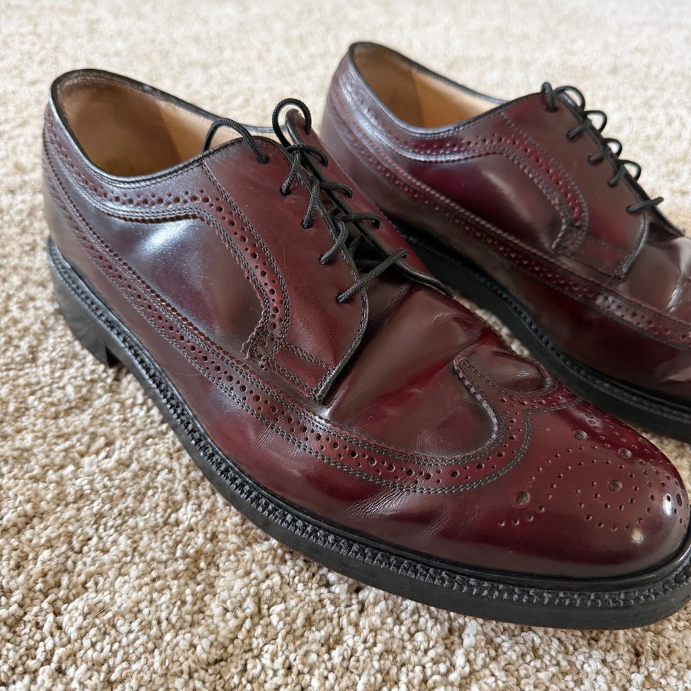 Men's Burgundy Wingtip Dress Shoes - Classic Leather Brogues